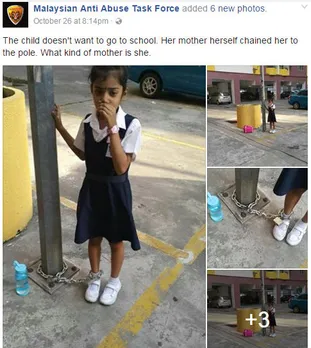 8-Year-Old's Mother Shackles Her To A Lamp Post