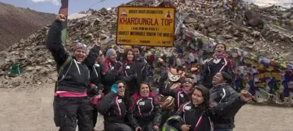 New heights: 11-member women’s team scales Khardung La on scooters