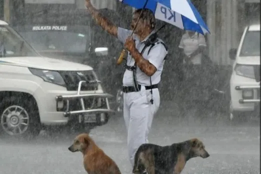 Kolkata Cop Wins Hearts After Photo Of Him Protecting Dogs From Rain Goes Viral