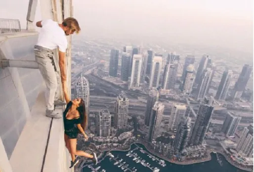 Death-defying picture of a Russian model hanging from a Dubai building goes viral