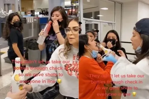 Viral Video: Women Distribute Alcohol Among Passengers At Airport After Being Stopped From Taking It Through Check-In