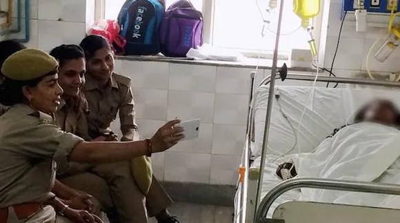 UP Policewomen Caught Taking Selfies Near Gangrape Survivor