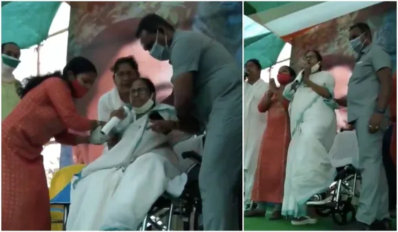 Bengal Election: Injured Mamata On Feet For National Anthem As Poll Campaign Concludes