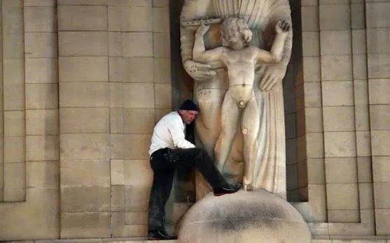 Man Vandalises Statue By Pedophile Artist Eric Gill In Front Of BBC Office