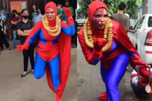 Rakhi Sawant Turns Spider Woman, Protests For Not Being Invited To 'Bigg Boss' 15