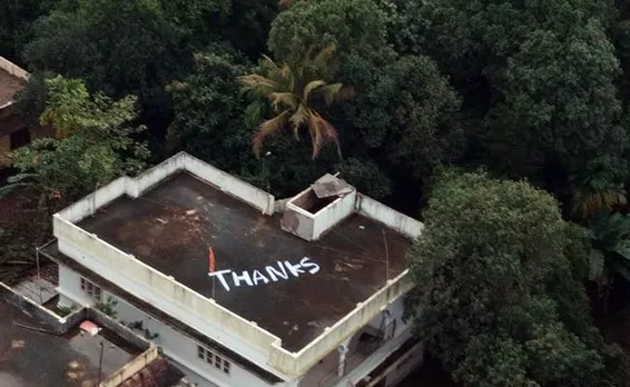 Note Of 'Thanks' For Navy On Kerala House Terrace