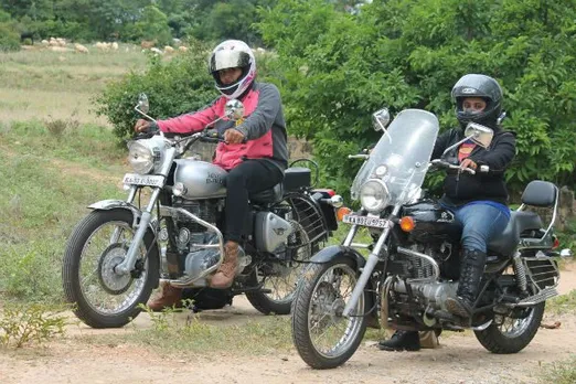 On the move to spread the message of gender equality: A group of women bikers 