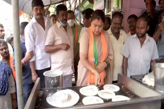 BJP’s Khushbu Sundar Makes Dosa While Campaigning For Tamil Nadu Assembly Elections