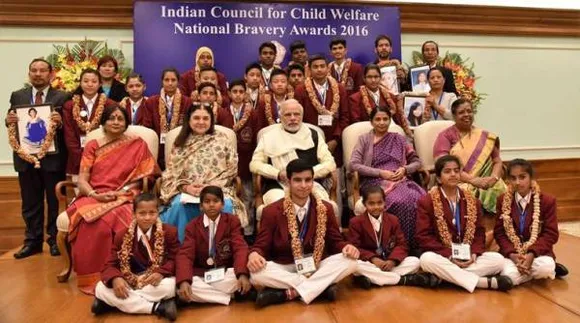  Prime Minister Felicitates Young Girls For Bravery On Republic Day