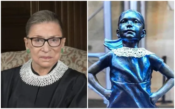 Fearless Girl Wears Dissent Collar As A Tribute To Ruth Bader Ginsburg