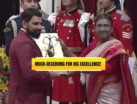 WATCH: Mohammed Shami receives Arjuna Award from President of India Droupadi Murmu