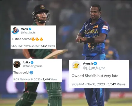 'Your time is over' - Fans react as Angelo Matthews gives send-off to Bangladesh batter during ODI World Cup 2023 encounter