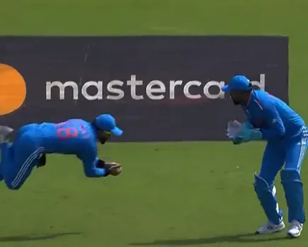 WATCH: Virat Kohli's sensational jumping catch to send Mitchell Marsh back to pavilion in ODI World Cup 2023