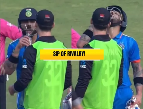 WATCH: 'Thirsty' Virat Kohli takes a sip from New Zealand's 12th man Will Young during drinks break