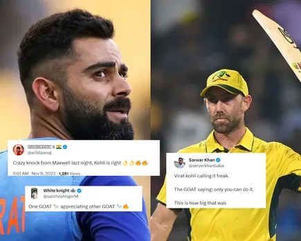'Taarif wo jo raja kare' - Fans react as Virat Kohli posts six-word praise for Glenn Maxwell's maiden ODI double century against Afghanistan