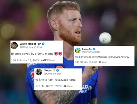 'Bench se acha ghar hi rhe' - Fans react as CSK all-rounder Ben Stokes opts out of Indian Premier League 2024