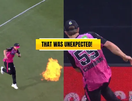 WATCH: Tom Curran gets scared by sudden flame display in stadium during BBL 2023-24 clash