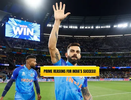 Hardik Pandya and Virat Kohli after India's win over Pakistan in 2022 T20 World Cup (Source: X)