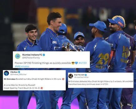 'Aise one sided koun dhota hai' - Fans react as MI Emirates beat Abu Dhabi Knight Riders by 9 wickets in ILT20 game