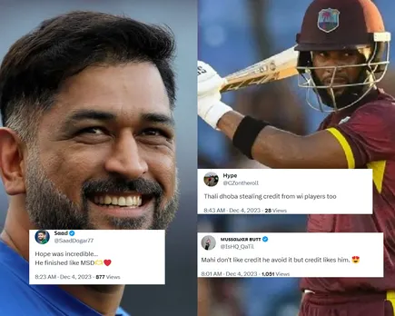 'Thala yaha bhi thala har jagah hai' - Fans react as Shai Hope credits MS Dhoni for his sensational knock in West Indies' thrilling win over England in 1st ODI