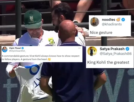 'King with a golden heart' - Fans react as  Virat Kohli presented Dean Elgar with jersey after second Test