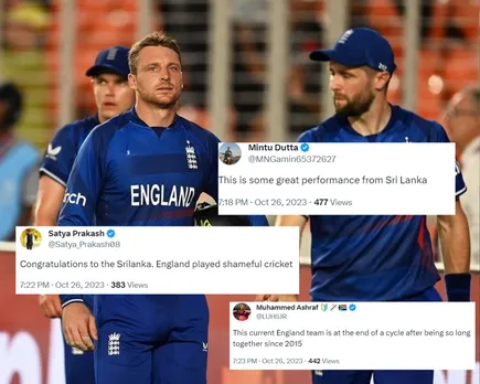'Finally attacking champions bahar ho gye' - Fans react as Sri Lanka registers thumping victory against England by eight wickets in ODI World Cup 2023