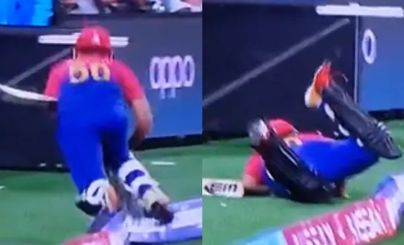 WATCH: UAE Player Aayan Khan hilariously falls down at boundary rope while walking back to pavilion, video goes viral
