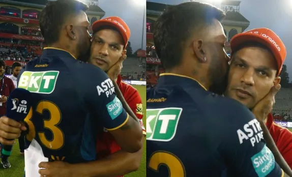 ‘Jab patni chod deti hai insaan aisa hi ho jaata hai’ - Fans react to viral image of Hardik Pandya kissing Shikhar Dhawan before PBKS vs GT clash in IPL 2023