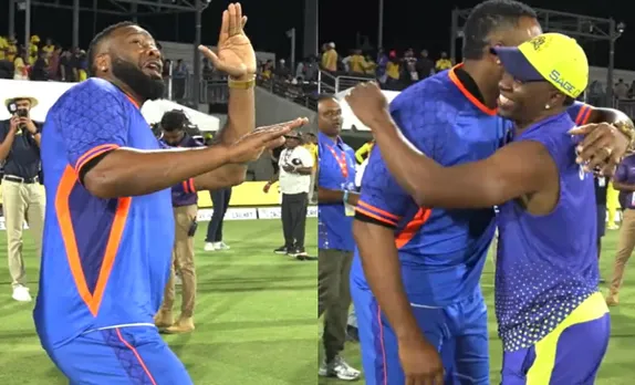 Watch: Funny banter between Kieron Pollard and Dwayne Bravo after TSK vs MI NY, Qualifier 2 clash in MLC 2023