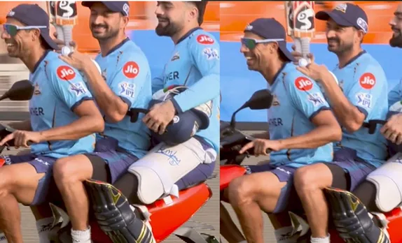 WATCH: Ashish Nehra takes Mohit Sharma and Rashid Khan on a joyride on electric two-wheeler ahead of IPL 2023 final