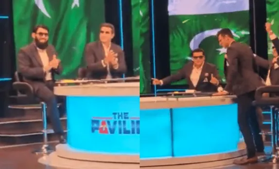 WATCH: Former Pakistan greats celebrate Pakistan's semi-final win with a victory dance inside the TV studio