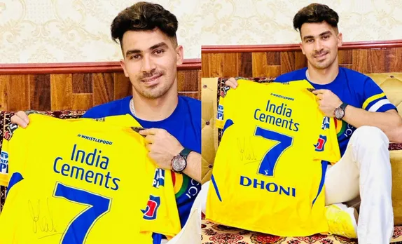 Rahmanullah Gurbaz with CSK jersey