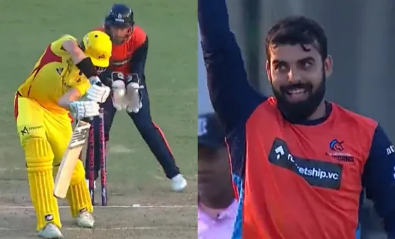 Shadab Khan dismissing Mitchell Santner in MLC 2023