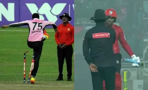 WATCH: Shakib Al Hasan loses his cool on umpire over a wide-ball decision in a BPL match