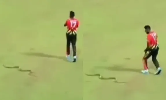 Watch: Isuru Udana dodges snake on field during B-Love Candy vs Jaffna Kings clash in LPL 2023