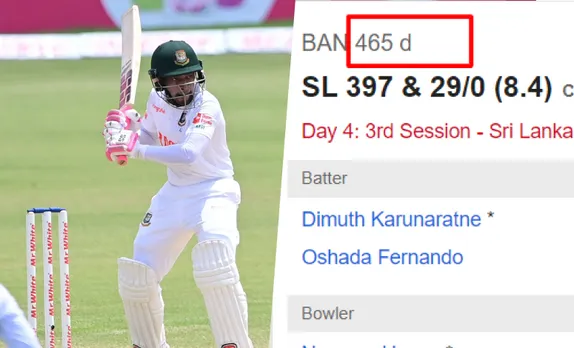 Why Bangladesh scorecard showed 465-declared despite the team getting all-out?