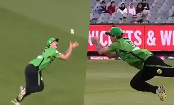 WATCH: Clint Hinchliffe takes catch of the season contender to dismiss Joel Pari in BBL