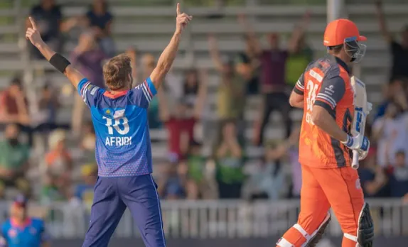 Watch: Shahid Afridi picks up 2 wickets in 2 consecutive deliveries against Brampton Wolves in GT20 Canada 2023 Season 3