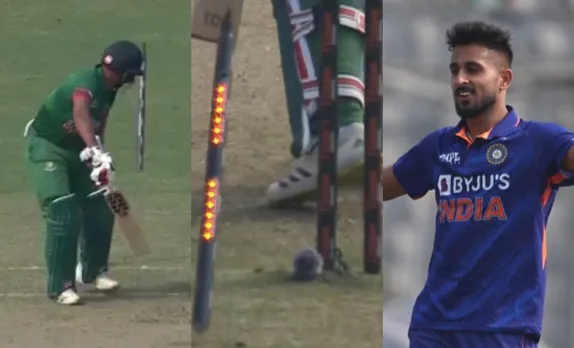 Umran Malik stuns Najmul Hasan by uprooting his off-stump with 151 kmph delivery