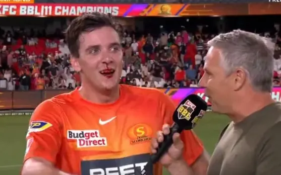 BBL फाइनल जीतने के बाद जश्न में झाय रिचर्डसन को लगी चोट, नाक से खून बह रहा था फिर भी दिया इंटरव्यू
