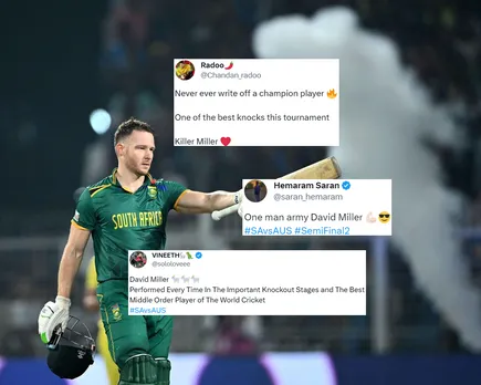 ‘Never ever write off a champion player’- Fans react as David Miller hits sensational ton against all odds in ODI World Cup 2023 semi-final vs Australia