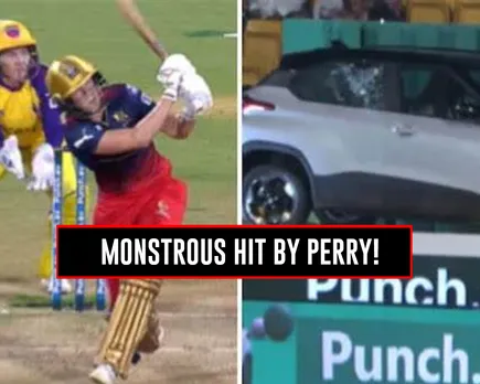 WATCH: Ellyse Perry shatters window of car parked in stands during her blistering half-century against UPW
