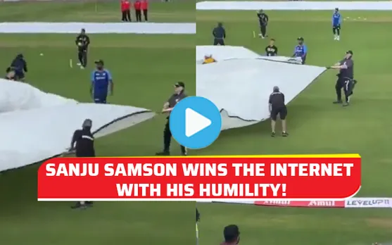 'How do even people hate this guy?'- Twitter in love as 'dropped' Sanju Samson is seen helping ground staff in India vs New Zealand 2nd ODI