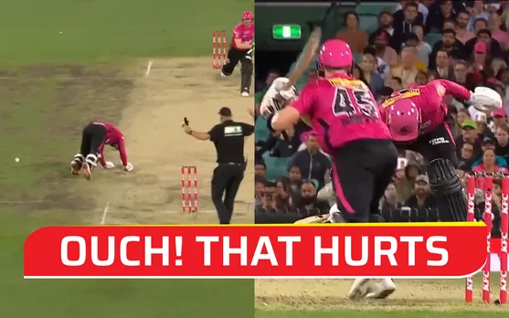 Watch: Steve Smith smacks a ball straight into Moises Henriques' crotch during Match 50 of BBL season 12
