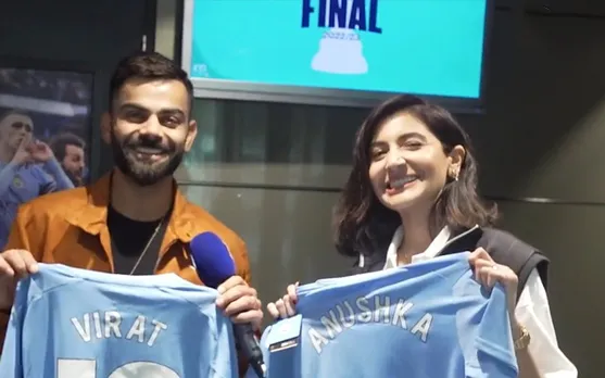 WATCH: Manchester City gift customised jerseys to Virat Kohli and Anushka Sharma after FA Cup final