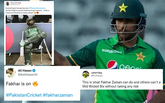 'Fakhar Zaman- The man for big occasions'- Twitter can't keep calm as Fakhar Zaman notches hundred in 3rd ODI against New Zealand