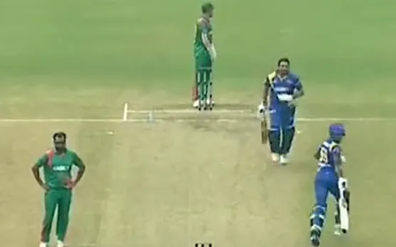 Watch: Bangladesh Legends's fielding harakiri concedes four runs against Sri Lanka