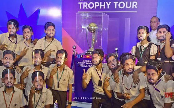 'Fanbase dekh rahe ho bhai ka' - Fans react as school students wear Sanju Samson masks during 2023 ODI World Cup trophy tour