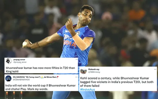 'You are a disaster' - fans on Twitter slur Bhuvneshwar Kumar for his continuing his poor form against Australia in the first T20I
