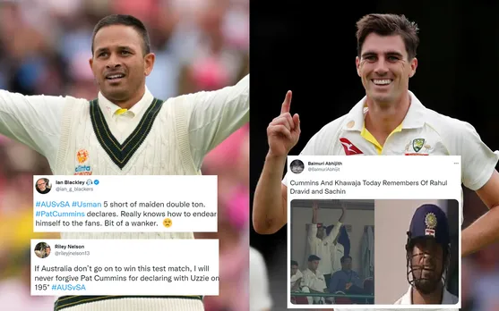 'Pat Kamina'- Pat Cummins divides cricket fans after his brutal call leaves Usman Khawaja stranded on 195* against South Africa